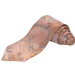 Peacock Pattern Necktie | Gray/Pink